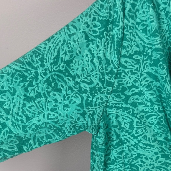 Fresh Produce Turquoise Patterned Wrap 3/4 Sleeve Blouse Size Medium - Picture 4 of 10